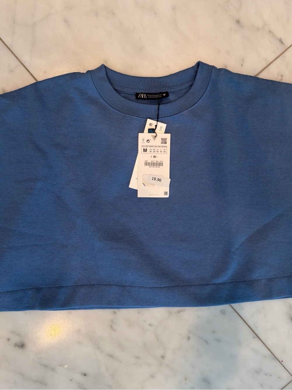 ZARA women’s Blue Crewneck Cropped Boxy Sleeveless Sweatshirt - M